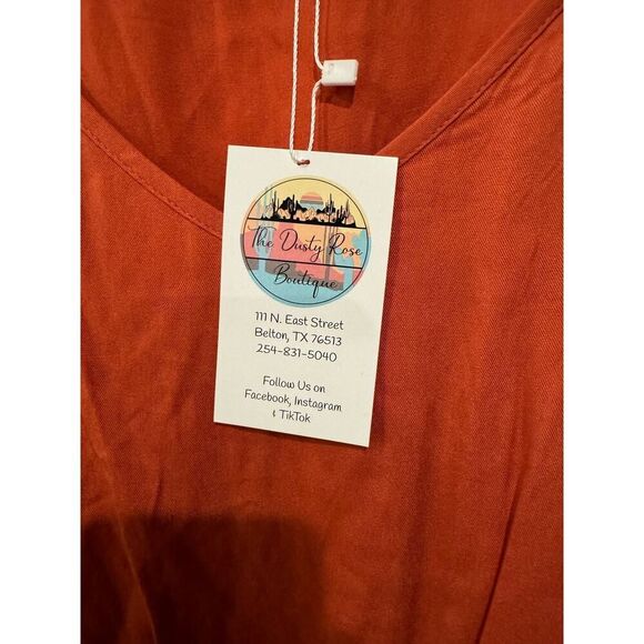 Elings Women's Spaghetti Strap Tiered A-Line Midi Dress Orange Size L NWT - Picture 5 of 5